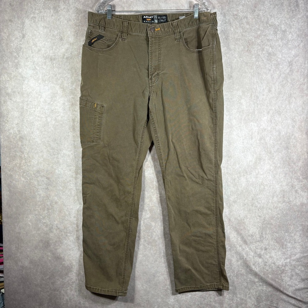 Ariat Rebar M4 Pants Mens 38x32 Brown Relaxed Straight Canvas Work Utility Cargo
